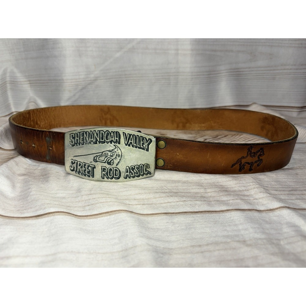Shenendoah Valley Street Rod Association Handmade Belt And Buckle 36" Horse Logo